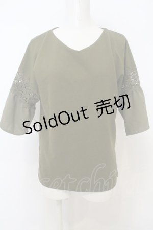 画像: axes femme / レースシフォンスリーブトップス  グリーン O-23-11-18-104-AX-TO-IG-ZT311