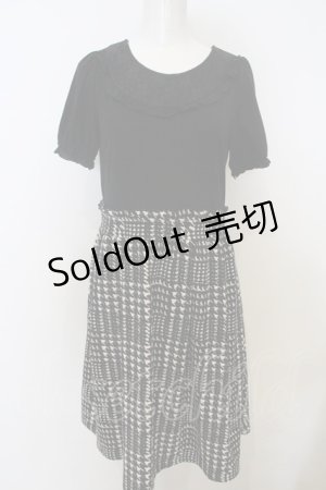 画像: 【SALE】axes femme / 千鳥格子切替ワンピース  クロ×シロ O-23-11-18-107-AX-OP-IG-ZT311