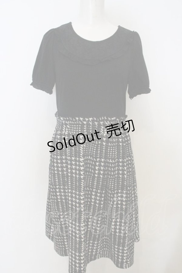 画像1: 【SALE】axes femme / 千鳥格子切替ワンピース  クロ×シロ O-23-11-18-107-AX-OP-IG-ZT311 (1)