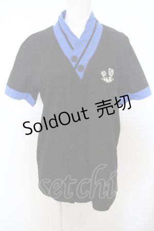 画像: 【SALE】NieR CLOTHING / V NECK STYLISH CUTSEW【BLUE×BLACK】  ブラック×ブルー O-23-11-27-015-PU-TO-IG-ZT337