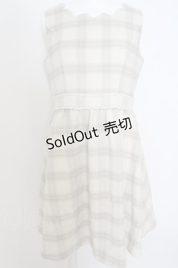 画像1: LODISPOTTO / スカラップチェックチェックシャギージャンパースカート  アイボリー O-23-11-29-016-LO-OP-IG-ZT342 (1)