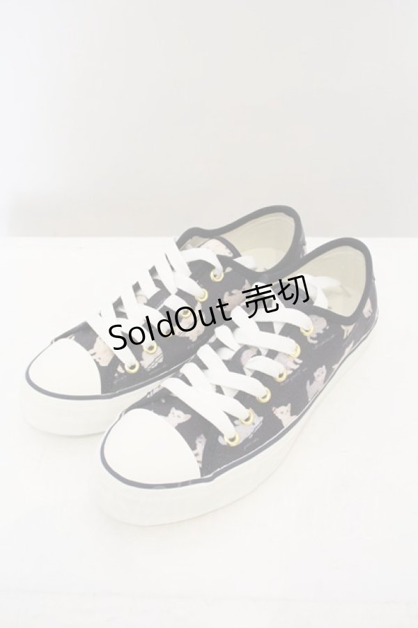 画像1: Franche Lippee / ねこ図鑑スニーカー S ネイビー O-23-11-30-1068-LO-SH-OW-ZT346 (1)