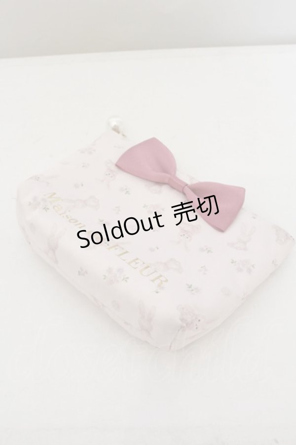 画像1: Maison de FLEUR / イースイターラビットチィッシュケース  ピンク O-23-11-30-1152-LO-ZA-IG-ZT308 (1)