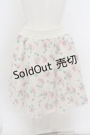 画像: 【SALE】Secret Honey / フラワーギンガムオーガンジースカート  シロ O-23-12-07-126-CA-SK-OW-ZT344