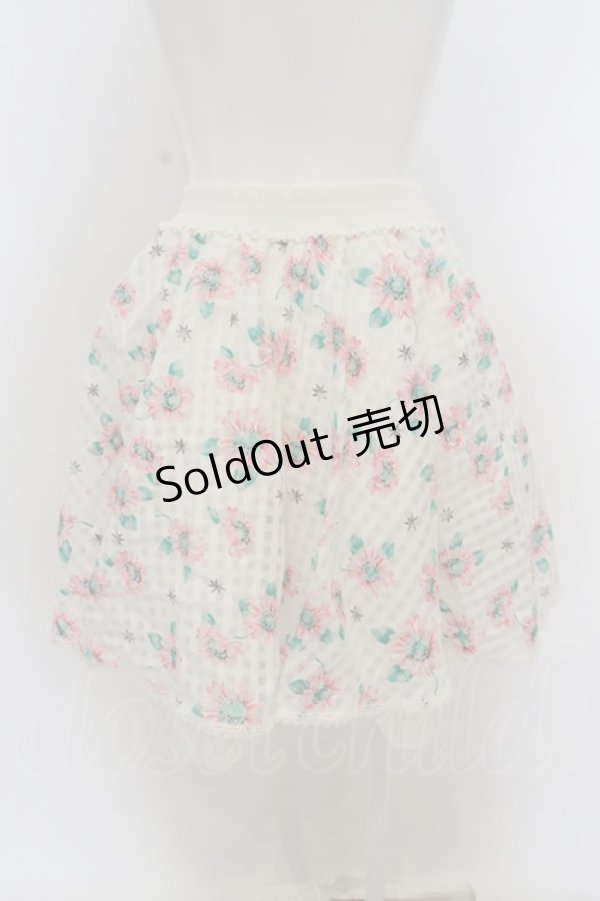 画像2: 【SALE】Secret Honey / フラワーギンガムオーガンジースカート  シロ O-23-12-07-126-CA-SK-OW-ZT344 (2)