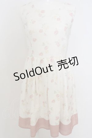 画像: LODISPOTTO / 花柄レースアップジャンパースカート M シロ×サーモンピンク O-23-12-07-133-LO-SK-OW-ZT343