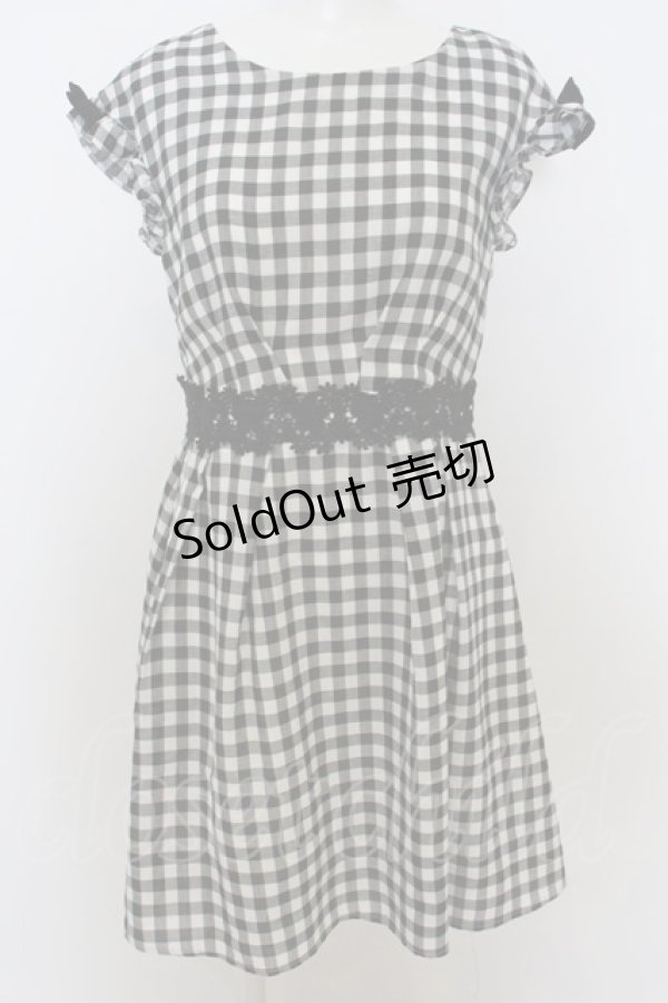 画像1: 【SALE】LODISPOTTO / ウエストレース使いギンガムチェックワンピース M クロ×シロ O-23-12-07-134-LO-SK-OW-ZT344 (1)