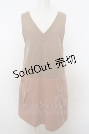 画像: 【SALE】Franche Lippee / バイカラーウールジャンパースカート  キャメル O-23-12-28-147-LO-OP-IG-ZT072