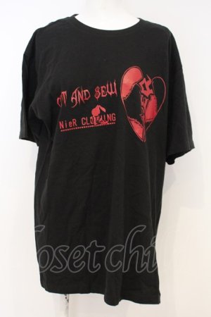 画像: NieR Clothing /ACK COTTON CUTSEW【RED HEART】Tシャツ XL ブラック?レッド O-23-12-28-022-PU-TS-IG-ZT368