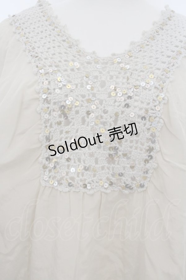 画像2: 【SALE】Jane Marple Dans Le Saｌon /スパンコールネット編みワンピース M ネイビー O-23-12-29-003-JM-OP-IG-ZT377 (2)