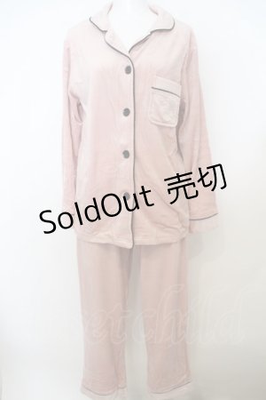 画像: NieR Clothing / ベロアセットアップルームウェア  ピンク×ブラック O-23-12-30-155-PU-OP-IG-ZT402