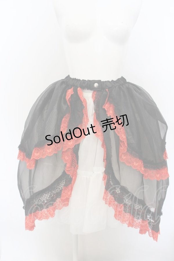 画像1: 危機裸裸商店 / オーガンジーレースティアードスカート  ブラック×レッド O-24-01-10-027-GO-SK-IG-ZS (1)