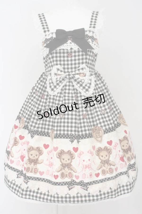 画像1: BABY,THE STARS SHINE BRIGHT / くみゃちゃんのSweet Heart CheckジャンパースカートII  クロ O-24-01-14-014-BA-OP-OW-OS (1)