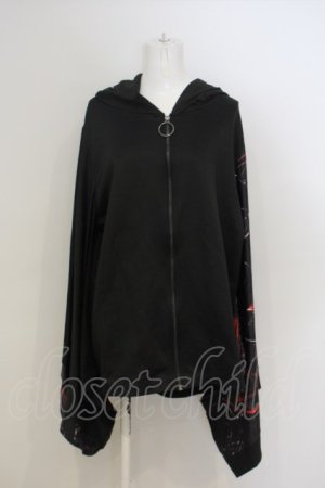 画像: NieR Clothing / 着物袖パーカー  ブラック×レッド O-24-02-07-007-PU-TO-OW-ZY