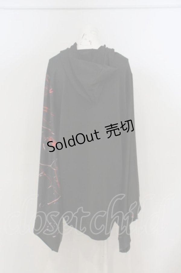 画像2: NieR Clothing / 着物袖パーカー  ブラック×レッド O-24-02-07-007-PU-TO-OW-ZY (2)
