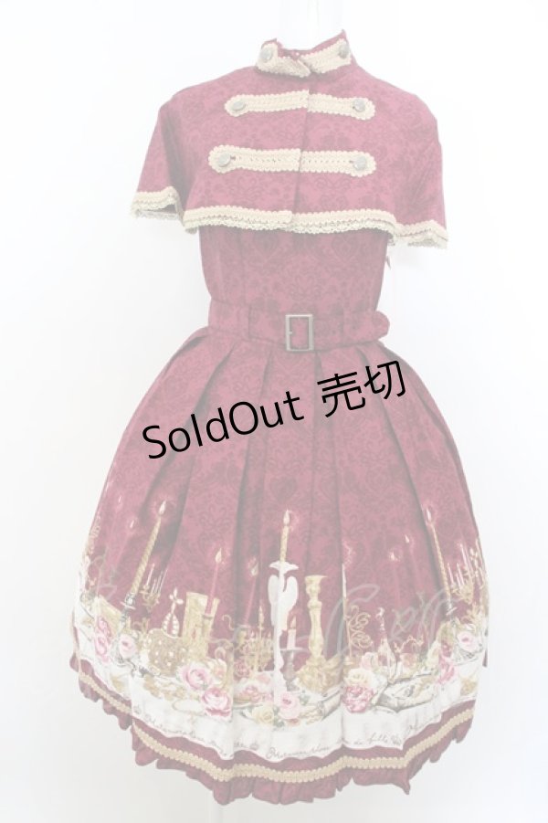 画像1: metamorphose / dim light ケープ付きジャンパースカート  ワイン O-24-02-12-018-ME-OP-YM-OS (1)