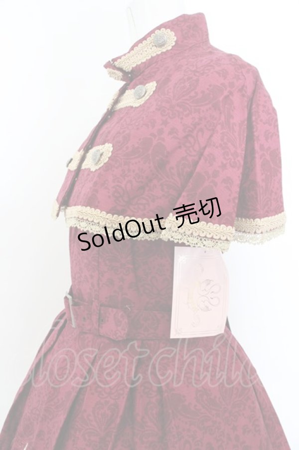画像2: metamorphose / dim light ケープ付きジャンパースカート  ワイン O-24-02-12-018-ME-OP-YM-OS (2)