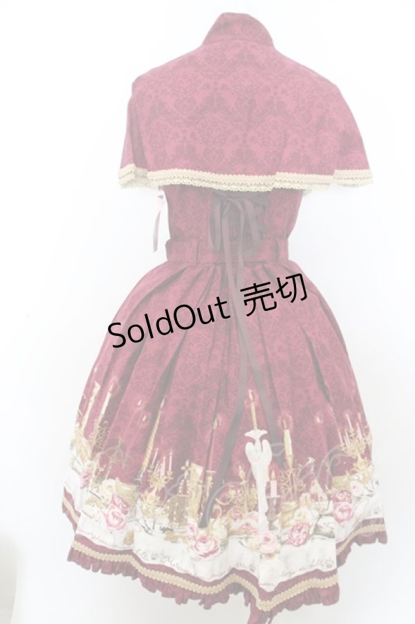画像4: metamorphose / dim light ケープ付きジャンパースカート  ワイン O-24-02-12-018-ME-OP-YM-OS (4)