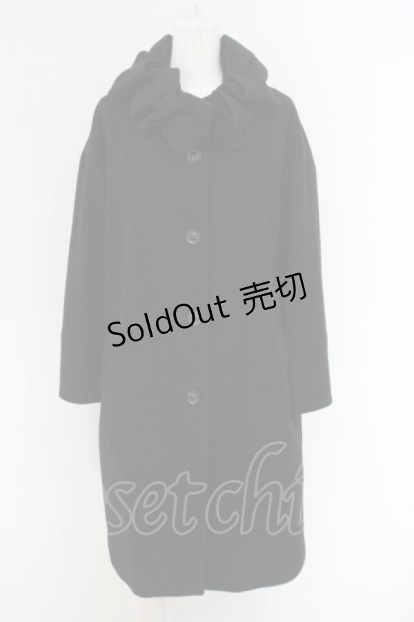 画像1: Jane Marple / Drape ribbon collar cocoon コート M クロ O-24-02-21-041-JM-CO-YM-ZTC029 (1)