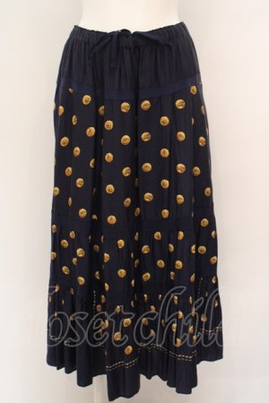 画像: Jane Marple Dans Le Saｌon / Granny’s buttons tiered skirt M ネイビー O-24-02-26-017-JM-SK-IG-OS