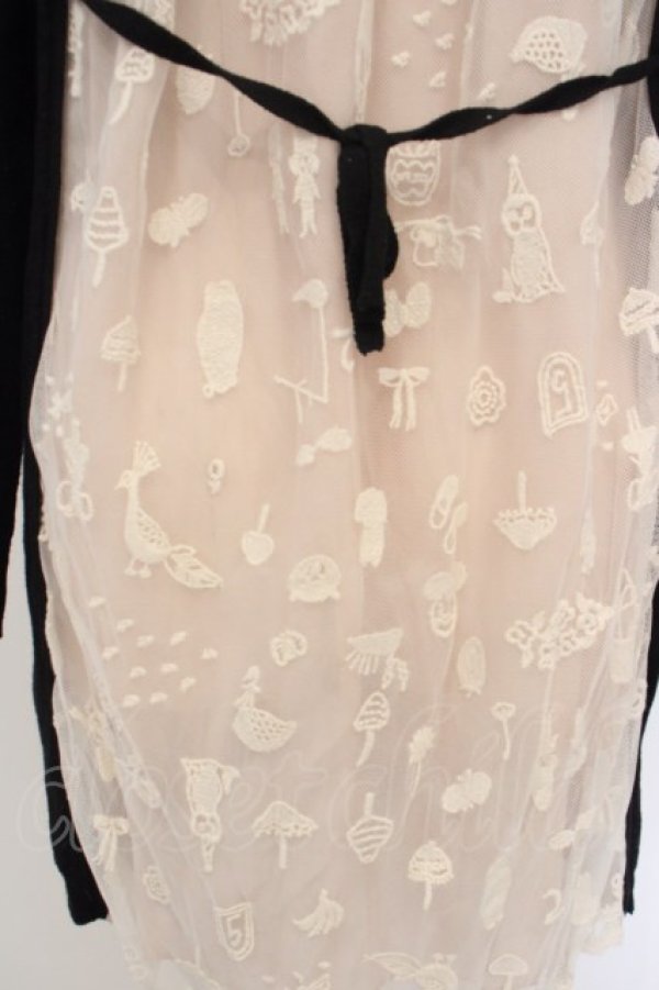画像2: Franche Lippee / バックモチーフレースニット M ブラック×アイボリー O-24-02-29-080-LO-TO-IG-ZT416 (2)