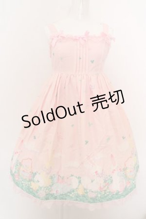 画像: Angelic Pretty / Happy Gardenハイウエストジャンパースカート  ピンク O-24-03-13-2042-AP-OP-OW-OS