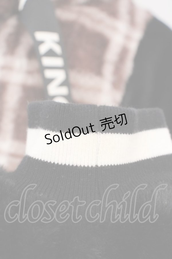 画像2: 【SALE】KMK / ロゴリボンチェックBIGボアアウター  ブラック×ブラウン×ホワイト O-24-03-19-008-PU-CO-OW-ZT-C043 (2)