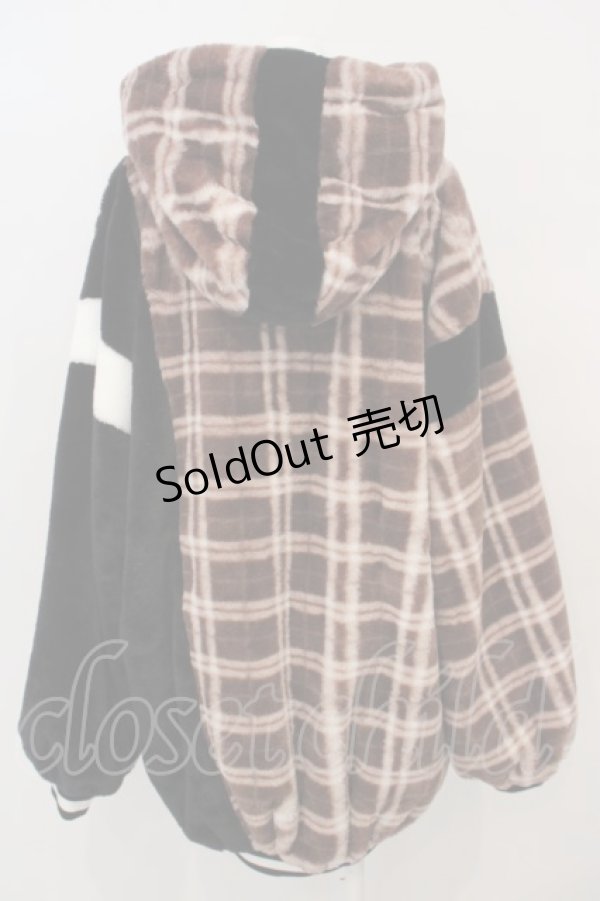 画像3: 【SALE】KMK / ロゴリボンチェックBIGボアアウター  ブラック×ブラウン×ホワイト O-24-03-19-008-PU-CO-OW-ZT-C043 (3)