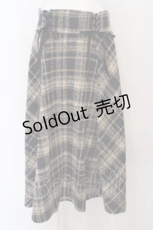 画像: axes femme / レースアップ起毛チェックスカート  ネイビー O-24-03-23-057-AX-SK-IG-ZT417