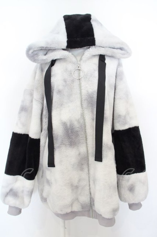 画像1: TRAVAS TOKYO / Drip Logo Faux Fur Hoodie F グレー O-24-03-23-081-PU-CO-YM-ZT-C026 (1)