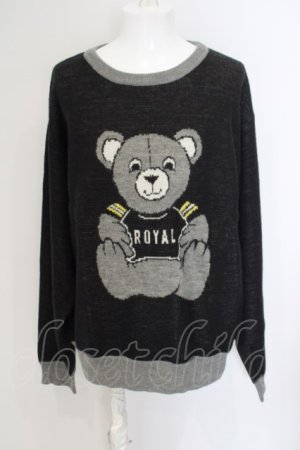 画像: JOY RICH / ROYAL BEAR ニットプルオーバー XL ブラックｘグレー O-24-03-26-046-PU-TO-YM-ZS