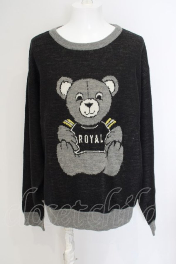 画像1: JOY RICH / ROYAL BEAR ニットプルオーバー XL ブラックｘグレー O-24-03-26-046-PU-TO-YM-ZT052 (1)
