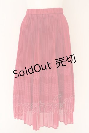 画像: Jane Marple / Sheer cloth and lace flare pleats skirt M アカ O-24-03-30-055-JM-SK-OW-OS