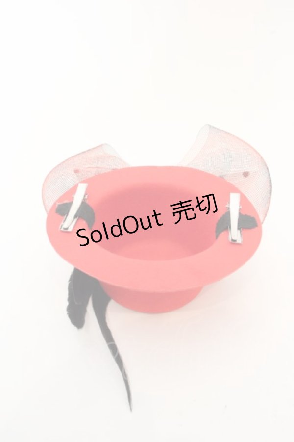 画像3: 【SALE】MARBLE / バラ羽付きミニハット  赤×黒羽×赤バラ O-24-03-30-108-GO-AC-IG-ZT012 (3)