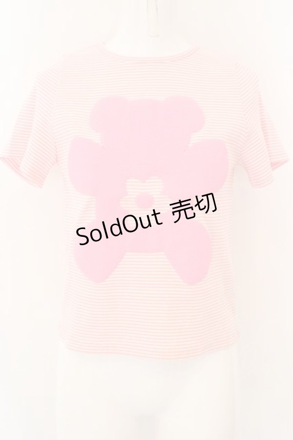 画像1: Candy Stripper / FLOWER BEAR BORDER COMPACT　Tシャツ 2 ピンク O-24-04-14-159-PU-TO-OW-OS (1)