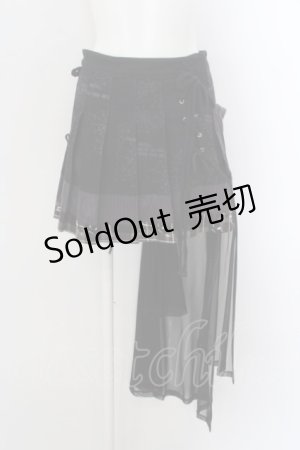 画像: h.ANARCHY / チュールフラッププリーツスカート  ブラック×チャコール O-24-04-16-038-HN-SK-OW-OS