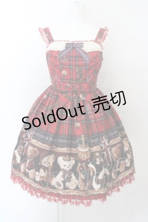 画像: Angelic Pretty / British Bearジャンパースカート  アカ O-24-04-16-047-AP-OP-OW-OS