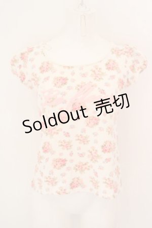 画像: LIZ LISA / ロゴ薔薇柄Tシャツ  シロ×ピンク O-24-04-17-061-LO-TS-IG-OS