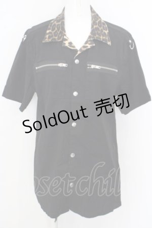 画像: KILL STAR / Wild Side Work Shirt S ブラック×レオパード O-24-04-21-031-SL-BL-IG-ZS