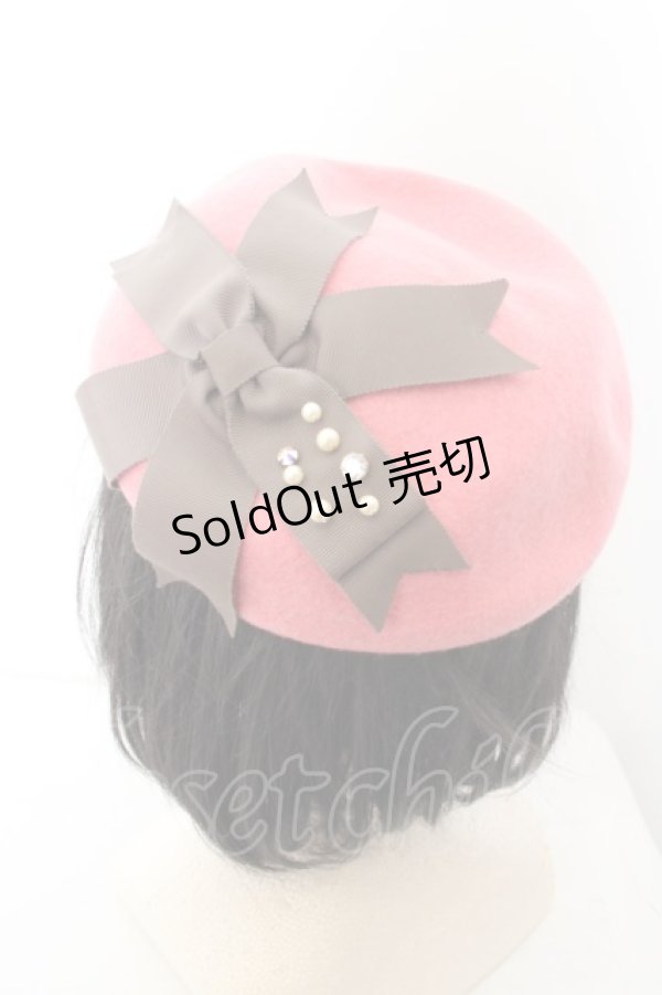 画像1: Leur Getter / リボンベレー帽  ピンク O-24-04-28-1116-LU-AC-OW-ZT286 (1)