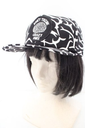 画像: BURNING THE REGISTER / 脳みそ柄キャップ  ブラック×ホワイト O-24-04-28-1128-PU-AC-OW-ZT273