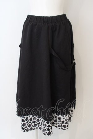 画像: NieR Clothing / 裾柄ロングスカート  ブラック O-24-04-28-020-PU-SK-YM-OS