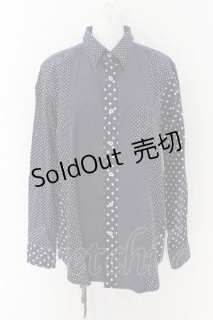 画像: Karl Helmut / ドット切替シャツ  紺Ｘ白 O-24-04-30-1090-EL-BL-SA-ZT401