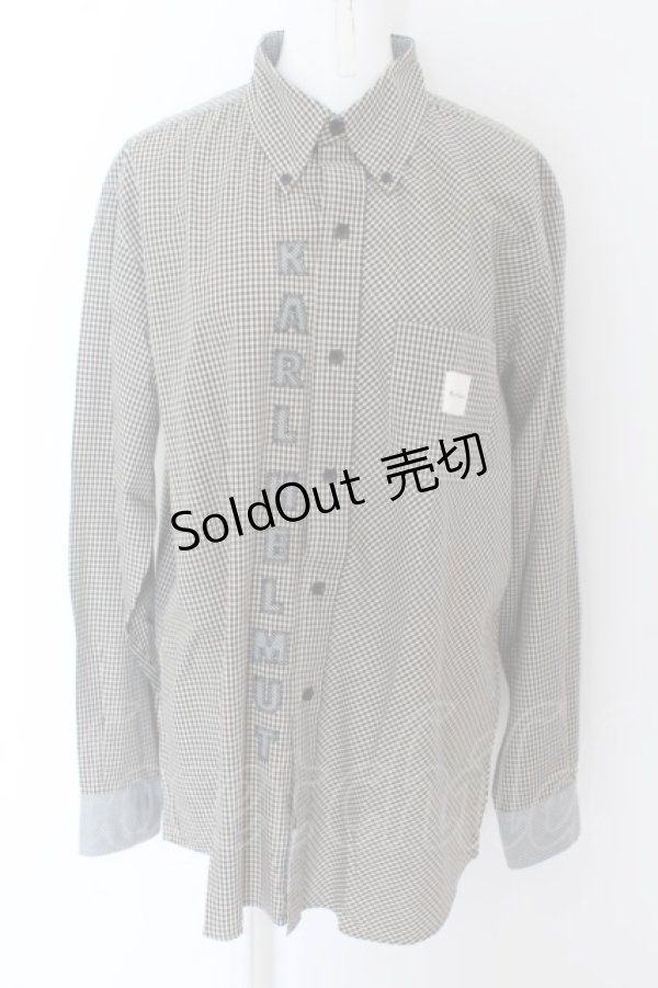 画像1: Karl Helmut / ロゴワッペンギンガムシャツ  黒Ｘ白チェック O-24-04-30-2081-EL-BL-SA-ZT405 (1)