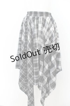 画像: NieR Clothing / チェックアシメスカート F ブラック×ホワイト O-24-05-04-057-PU-SK-OW-OS
