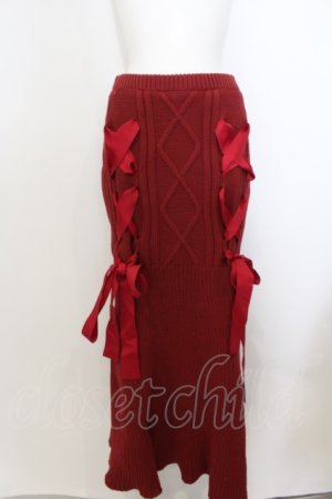 画像: merry jenny / ribbon ribbon knit skirt  アカ O-24-05-15-034-LO-SK-IG-OS