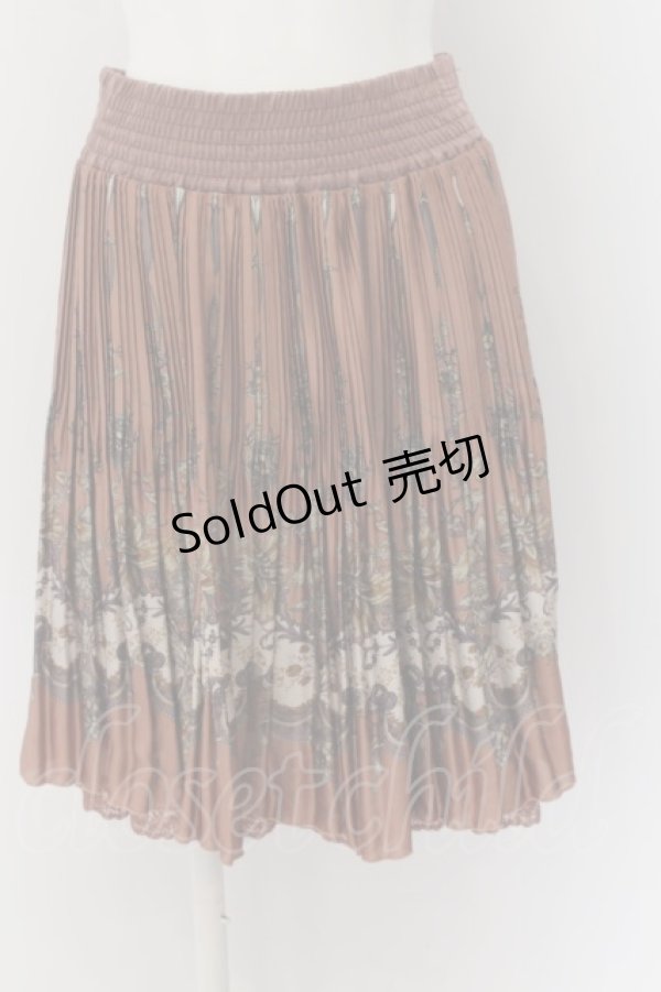 画像1: 【SALE】axes femme / スカーフ柄プリーツスカート  ピンクベージュ O-24-05-19-042-AX-SK-IG-ZT266 (1)