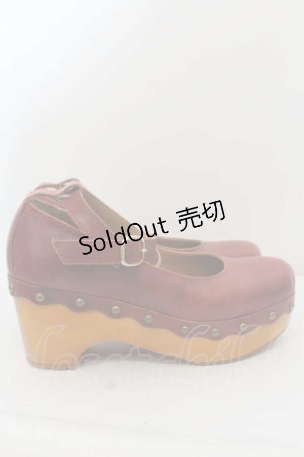 画像4: Jane Marple / ウッドソールのビジュートリミングシューズ S ワイン O-24-05-31-010-JM-SH-IG-ZT-K001 (4)