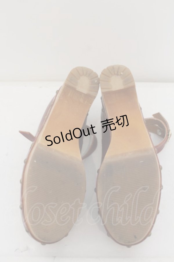 画像6: Jane Marple / ウッドソールのビジュートリミングシューズ S ワイン O-24-05-31-010-JM-SH-IG-ZT-K001 (6)