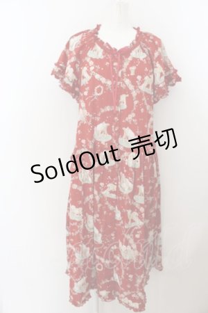 画像: PINK HOUSE / ひつじプリントミディワンピース  アカ O-24-06-09-008-LO-OP-OW-ZI